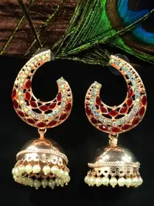 FEMMIBELLA Gold-Plated Dome Shaped Jhumkas Earrings