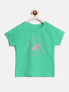 Beverly Hills Polo Club Girls Typography Printed Pure Cotton T-Shirt