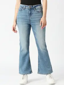 Pepe Jeans Women Boot Cut High-Rise Clean Look Heavy Fade Stretchable Cotton Jeans
