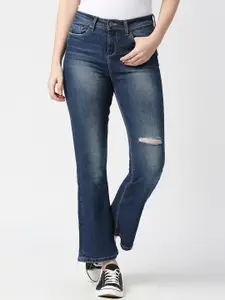 Pepe Jeans Women Skinny Fit High-Rise Low Distressed Heavy Fade Stretchable Jeans