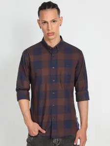 Flying Machine Slim Fit Checked  Button-Down Collar Pure Cotton Casual Shirt