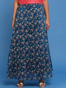 De Moza Floral Printed A-Line Skirt