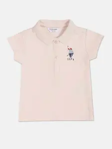 U.S. Polo Assn. Kids Girls Polo Collar Short Sleeves Pure Cotton T-shirt