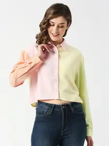 Pepe Jeans Colourblocked Spread Collar Casual Shirt