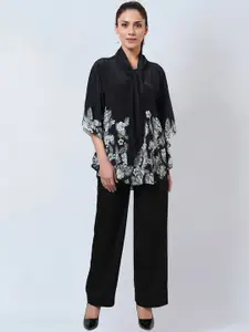 First Resort by Ramola Bachchan Bow-Tie Top & Parallel Trousers Co-Ords