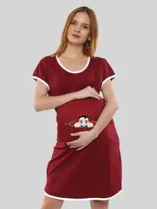 SillyBoom Printed Maternity Cotton T-Shirt Night Dress