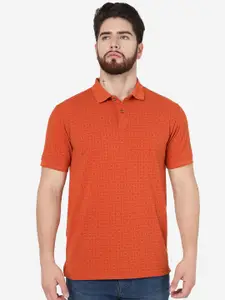 Greenfibre Geometric Printed Polo Collar Cotton Slim Fit T-shirt