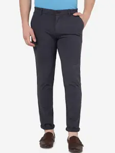 JADE BLUE Men Striped Mid-Rise Tailored Slim Fit Chinos