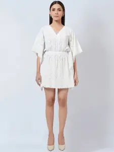 First Resort by Ramola Bachchan V-Neck Kimono Sleeve Kaftan Mini Dress