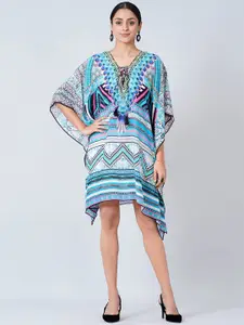 First Resort by Ramola Bachchan Ethnic Motifs Printed Kimono Sleeve Crepe Kaftan Dress