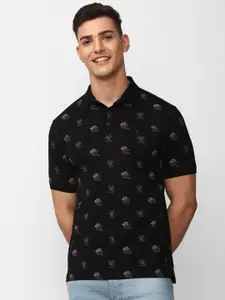 SIMON CARTER LONDON Conversational Printed Polo Collar Slim Fit T-shirt