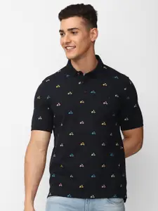 SIMON CARTER LONDON Conversational Printed Polo Collar Slim Fit T-shirt