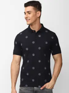 SIMON CARTER LONDON Conversational Printed Polo Collar Slim Fit T-shirt