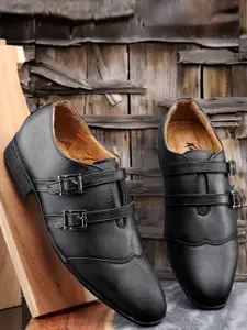 KRAASA Men Textured Formal Monk Shoes