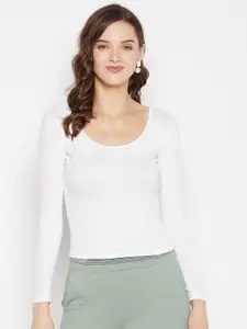 Clora Creation Scoop Neck Long Sleeves Fitted Crop Top