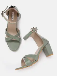 ELLE Strappy Block Heels with Zip Detail