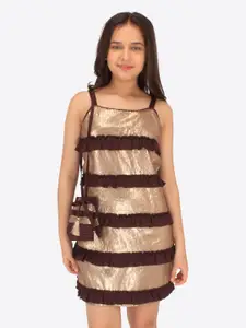 CUTECUMBER Striped Satin A-Line Dress