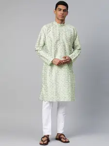 MANQ Embroidered Regular Kurta with Pyjamas