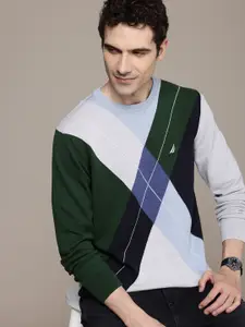 Nautica Pure Cotton Colourblocked Pullover Sweaters