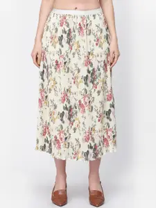 LELA Floral Printed Pleated Skirt