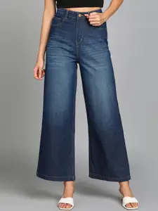 Urbano Fashion Women Wide Leg High-Rise Light Fade Jeans