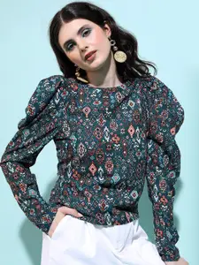 Tokyo Talkies Floral Printed Puff Sleeves Top