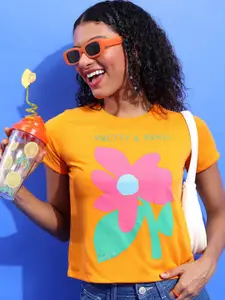 Tokyo Talkies Floral Printed Round Neck T-shirt