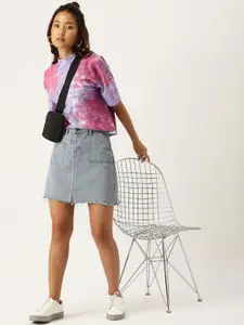 Kook N Keech Women Tie & Dye Drop-Shoulder Sleeves Boxy T-shirt