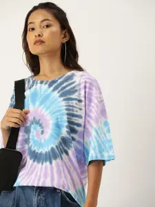 Kook N Keech Tie and Dyed Drop-Shoulder Sleeves Loose Cotton T-shirt