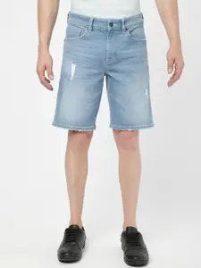 Passion Men Mid-Rise Washed Cotton Denim Shorts
