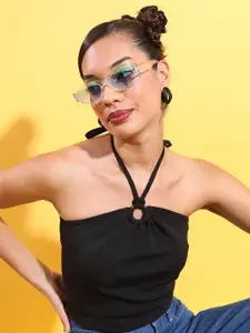 Tokyo Talkies Black Halter Neck Crop Top