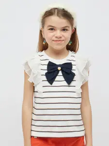 One Friday Striped Flutter Sleeves Cotton Top