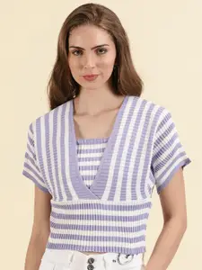 SHOWOFF Vertical Striped Acrylic Styled Back Top