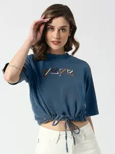 Pepe Jeans Embroidered Twill Cotton Crop Top