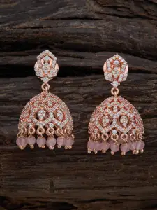 Kushal's Fashion Jewellery Kushal's Fashion Jewellery Rose Gold-Plated Dome Shaped Jhumkas Earrings