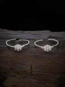 Kushal's Fashion Jewellery Rhodium-Embellished Bridal Teardrop Shaped Zircon Drop Earrings