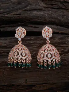 Kushal's Fashion Jewellery Rhodium-Embellished Bridal Silver Zircon Tear  Earrings