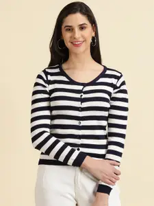 SHOWOFF Acrylic Scoop Neck Striped Regular Top