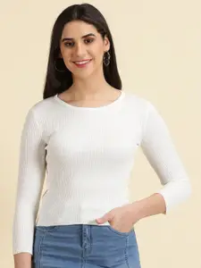 SHOWOFF Round Neck Acrylic Fitted Top
