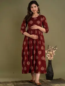 Mialo fashion Ethnic Motifs Printed Block Print Maternity Ethnic Dress