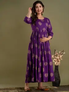 Mialo fashion Ethnic Motifs Printed Block Print Maternity Ethnic Dress