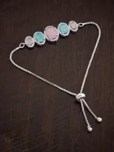 Kushal's Fashion Jewellery American Diamond Rhodium-Plated Link Bracelet