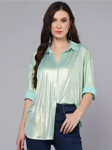 A.T.U.N. Relaxed Spread Collar Drop-Shoulder Sleeves Party Shirt