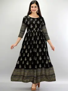 METRO-FASHION Ethnic Motifs Printed Fit and Flare Ethnic Dress