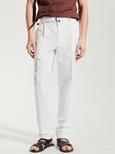 MANGO MAN Slim Fit Pleated Detail Regular Trousers With Belt