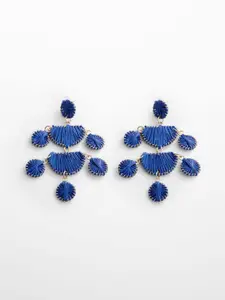 MANGO Women Raffia Design Contemporary Shaped Drop Earrings