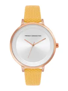 French Connection Solid Dial & Textured Leather Straps Analogue Watch FCN00001B