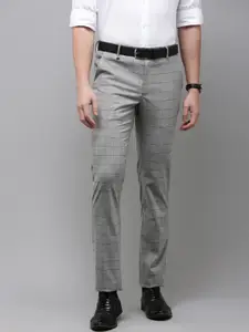 Van Heusen Men Checked Slim Fit Formal Trousers