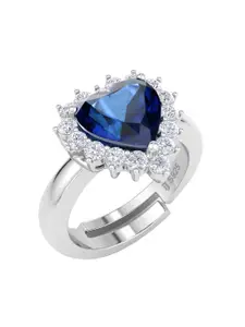 Inddus Jewels Women 925 Sterling Silver CZ Studded Adjustable Finger Ring