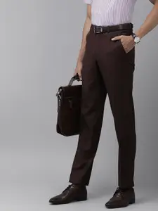 Van Heusen Men Mid-Rise Textured Custom Trousers